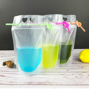 Pochette translucide pour jus et smoothies, 700 ml, recyclable, avec fermeture éclair, en PET+CPP+BOPP, à fond plat, avec trou en forme de cœur - Product Image 2