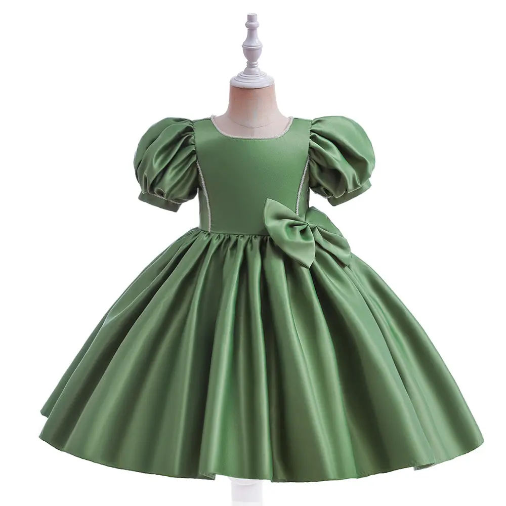 Recién llegados, ropa de fiesta, manga abullonada, elegante vestido de fiesta, vestido de noche verde, hermoso vestido para niña