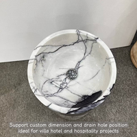 Lavabo colonne autoportant en marbre poli sur mesure avec vasque intégrée ronde pour villas, salles de bain privées et projets de décoration de salles de bain d'hôtel