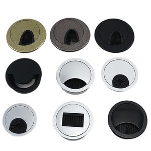Cache-câble rond en plastique ABS anti-poussière avec brosse pour bureau, table de conférence, type à insertion par boulon - Product Image 1