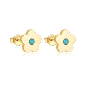 ROXI - Aretes de Plata de Ley 925 con Flor Turquesa y Diamantes Incrustados para Mujer - Product Image 1