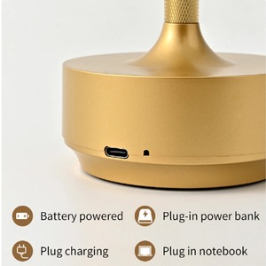 3 Colors Metal Desktop Decoration <b>Table</b> Lamp Touch Bedside Lamp Rechargeable Night Light Hotel Bar Restaurant Decoration - Product Image 2