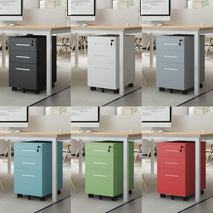 ארון תיוק נייד עם <span class=keywords><strong>3</strong></span> מגירות למסמכים בגודל A4, עשוי פלדה, עם מנעול, ארון נייד על גלגלים. - Product Image 5