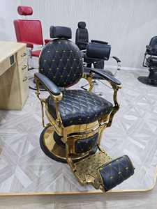 Chaise de styliste en cuir moderne haut de gamme pour salons de coiffure, chaise inclinable réglable dorée luxueuse conçue pour un usage professionnel - Product Image 5