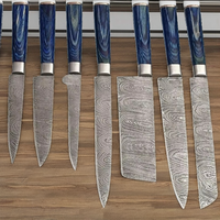 Set Pisau Dapur Baja Damaskus 10 Buah Koleksi Pisau Dapur Gagang Kayu Tas Gulung Kulit Buatan Tangan Serbaguna Modern