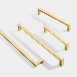 Poignées de meuble modernes en or brossé, poignées de tiroir carrées en Zamak massif, tirants d'angle pour armoire et cuisine, quincaillerie de mobilier - Product Image 2
