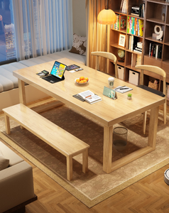 Mesa de Comedor Moderna de Madera Maciza al por Mayor, Escritorio de Oficina con Base Minimalista de Madera de Fresno - Product Image 3