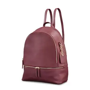 Custom size color backpack ladies real leather backpack india handmade leather backpack red