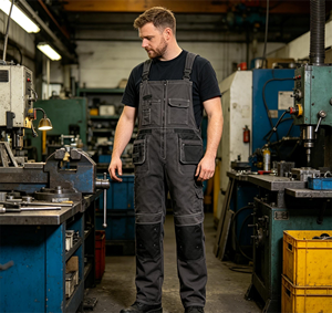 Pantaloni da Lavoro Neri per Uomo con Cuciture a Contrasto Bianche, Ginocchia Rinforzate per Comfort Tutto il Giorno, Pantaloni Cargo - Product Image 4
