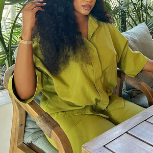 Nouvel ensemble 2 pièces pour femmes, chemise et pantalon amples de style africain, grande taille, tendance - Product Image 1