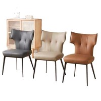 Chaise de salle à manger moderne à dossier haut avec coussin confortable et pieds en métal fins, en cuir noir élégant pour hôtel et restaurant