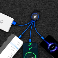 Cable de Carga 3 en 1 con Llavero LED |   Gadget Promocional con Logotipo Luminoso |   Cargador Portátil Universal