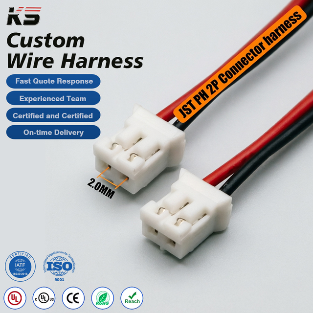 Custom Jst ph 2.0mm Pitch 2 3 4 5 Pin Male Female Jst Sh shr Plug Connector Cable
