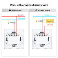 Interrupteur mural tactile intelligent WiFi UE 2 gangs 220V, sans neutre requis, 10A, verre trempé, commande vocale Alexa
