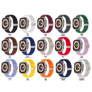 Hebilla de onda de bucle de lujo, junta de bambú de silicona para <span class=keywords><strong>correa</strong></span> de reloj Samsung, <span class=keywords><strong>correa</strong></span> de reloj con botón pulsador de 22mm para <span class=keywords><strong>Apple</strong></span> <span class=keywords><strong>Watch</strong></span> - Product Image 3