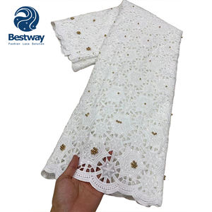 Bestway Jaune 5 Yards Mariage Africain Perles Solubles Dans L'eau Cordon Dentelle Tissu - Product Image 2