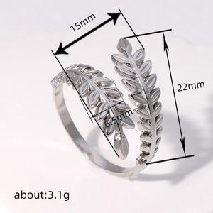 Anillo de aleación con diseño de hojas Q874, chapado en oro de 18 quilates, joyería de moda unisex, regalo para mujeres y hombres - Product Image 5