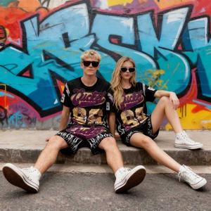 Ensemble maillot de basketball unisexe personnalisé avec logo numérique graphique, coupe courte et ample en polyester respirant, et short ample avec cordon de serrage - Product Image 2