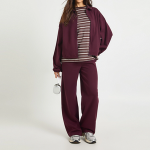 Ensemble de survêtement de luxe pour femme : sweat-shirt bomber zippé et pantalon large – Collection Printemps 2026 (OEM) - Product Image 1