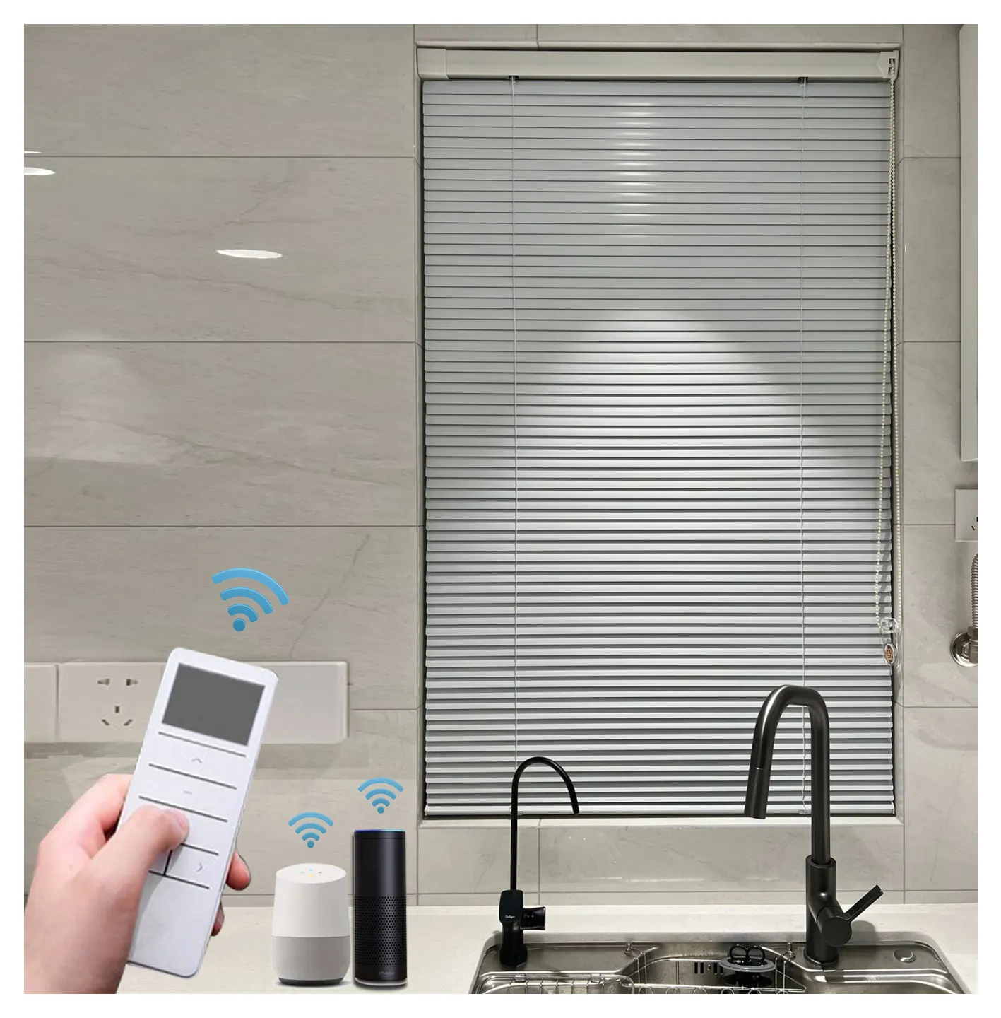 Automatic Perforation-free Shutter Blinds Bathroom Office Kitchen Hand Supported Venetian Blinds Roller Blinds