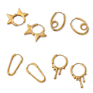 Fashion <b>Clip</b>-on Earrings Gold Plated Zinc Alloy Star Irregular Shape Women's Gift Jewelry - Product Image 5