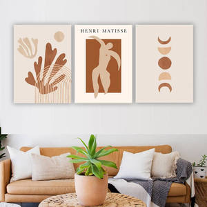 Pintura en Lienzo de Figuras Abstractas Boho con Líneas de Coral, Pósters y Cuadros de <span class=keywords><strong>Matisse</strong></span> Beige para Decoración de Paredes de Sala de Estar - Product Image 6