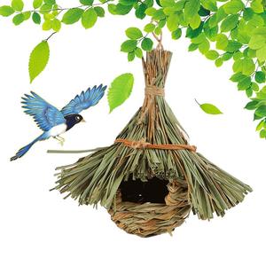 Cage à oiseaux en herbe tressée faite à la main, arrondie, écologique, décorative, taille moyenne, origine Fujian - Product Image 1