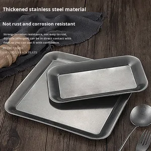 <span class=keywords><strong>Plateau</strong></span> de collation en acier inoxydable de Style coréen rétro commercial poli rendre vieux Durable réutilisable pour la table d'affichage de collation de BBQ - Product Image 3