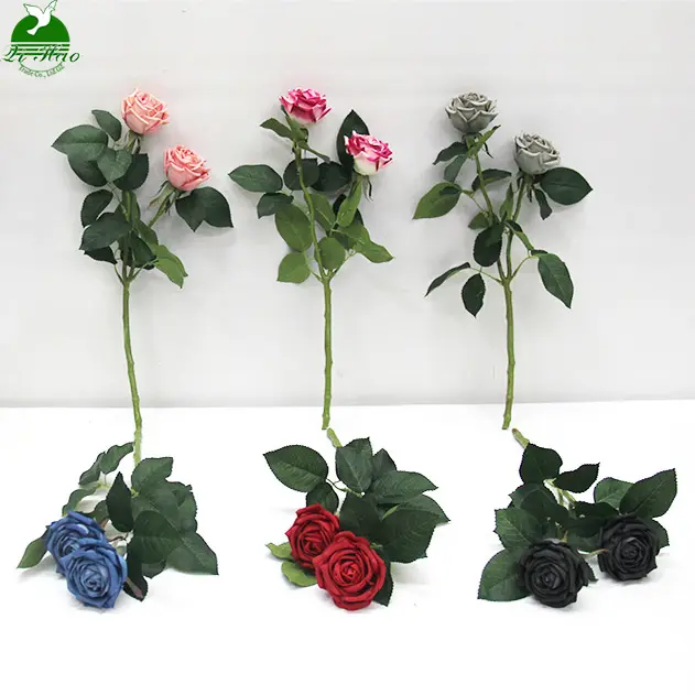 Wholesale Roses Dusty Blue Black Artificial Real Touch Flower Royal Blue Roses Artificial Red Roses