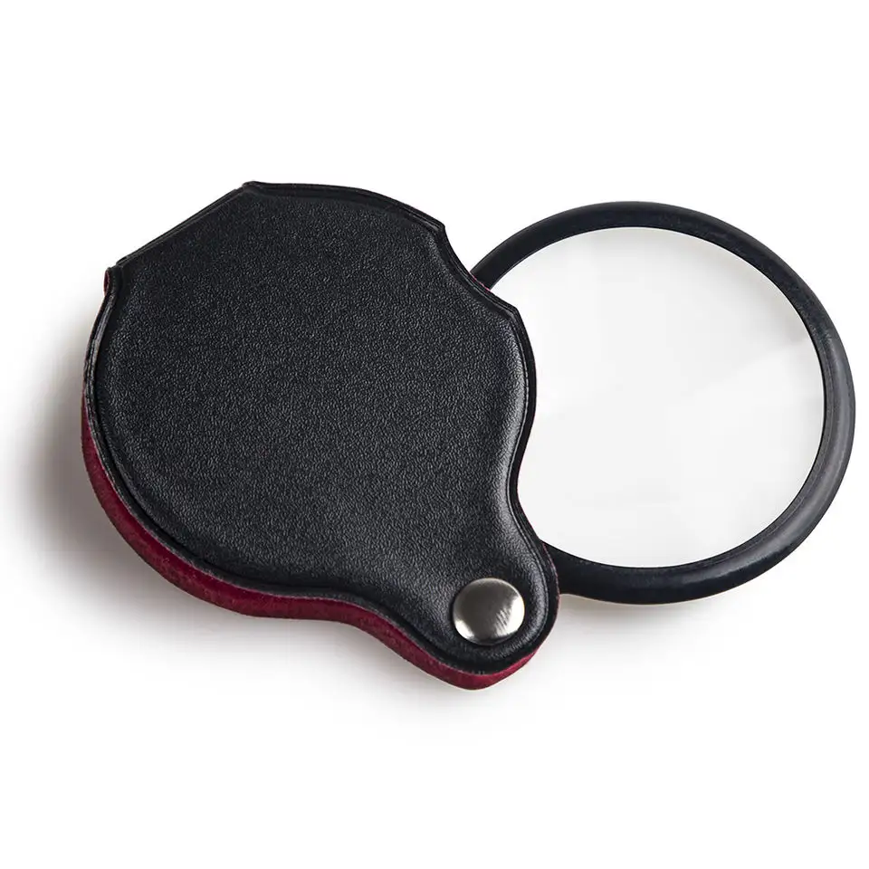 BIJIA Promotion Portable Magnifier Jewelry Loupe Pocket Magnifying Glass with Leather Pouch for Reading,Gift,Children,Elderly.