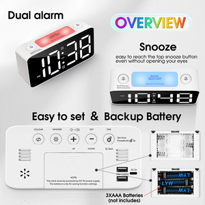 RGB LED đa chức năng báo lại hiển thị thời gian bảng báo thức đồng hồ kỹ thuật số hiện đại gương đồng hồ báo thức đồng hồ kỹ thuật số với màu RGB - Product Image 3