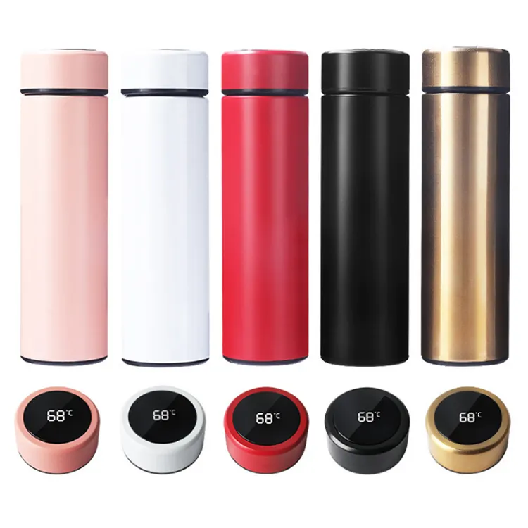 Top Selling Wholesale 500ml Vacuum Insulated Smart Water Cup Stainless Steel Thermos Bottle with Digital LED Temperature Display
