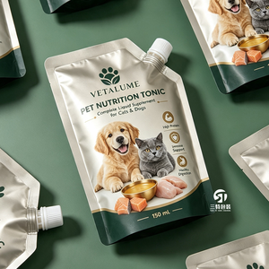 Bolsas personalizadas impresas para bebidas de suplementos para mascotas, con boquilla aluminizada de grado alimenticio, tipo stand-up, para caldo de hueso de perro, leche para cachorros y líquidos. - Product Image 6