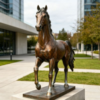 Statue d'art animalier personnalisable, sculpture réaliste en bronze pour jardin, statue de cheval marchant