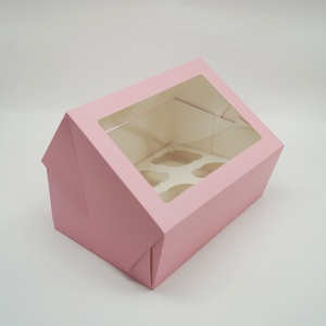 Cupcake Packaging <b>Box</b> Kraft Custom Clear Rectangle Cake <b>Box</b> for 6 Cup Cakes - Product Image 2