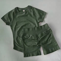 Conjunto Deportivo de Secado Rápido sin Costuras Multicolor, Shorts de Yoga de Cintura Alta Moldeadores, Conjunto de 2 Piezas para Mujer, para Correr, Entrenamiento, Actividades Deportivas