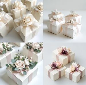 Colección de Regalos de Boda Personalizables de Lujo, Cajas de Regalo Ecológicas para Damas de Honor con Logotipos Impresos y Cinta de Papel - Product Image 3