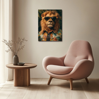 León Real con Corona Dorada, Majestad del Rey de la Selva, Impresión Digital Moderna en Acuarela, Arte en Lienzo, Decoración de Pared