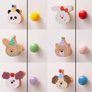 Puppyvormige moderne minimalistische kledingkastgrepen Leuke kastdeurknoppen voor kinderkamers Kat Beer Konijn Lade trekt aan massief hout - Product Image 5