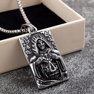 yunnique Stainless Steel Pendant Necklace <b>Cross</b> Design Unisex Fashion Jewelry Geometric Asymmetry Style For Clothing Matching - Product Image 1