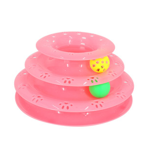 Jouet interactif pour <span class=keywords><strong>chat</strong></span> en plastique, plateau tournant à <span class=keywords><strong>3</strong></span> niveaux, puzzle pour animaux de compagnie, piste à billes pour chats et chatons d'intérieur - Product Image 5