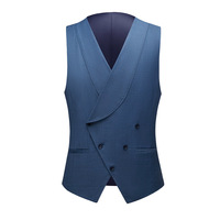 Ensemble de costume formel pour homme, bleu clair, à col cranté, en tissu TR à carreaux perlés, simple boutonnage