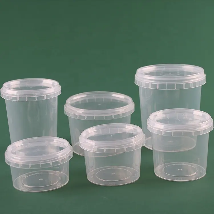 Round Disposable 520ml Soup Cup Plastic Tamper Evident Lock Lid Deli Container With Cover Injection Molding Lock
