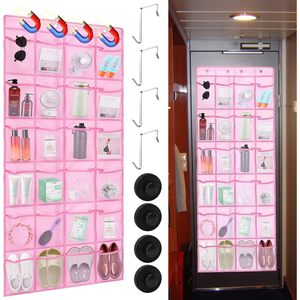 Over The Door Organizer 24 Pocket Pink Hanging <b>Storage</b> For <b>Shoes</b> And Bathroom Essentials Behind Doors On Walls - Product Image 1
