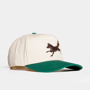 Casquettes Snapback personnalisées à 5 panneaux en coton à deux tons avec logo brodé plat vert - Product Image 5