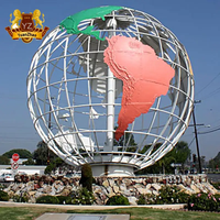 Decoración de Parque al Aire Libre, Globo Terráqueo de Metal de Gran Tamaño, Estatua de Globo Terráqueo de Acero Inoxidable en Venta