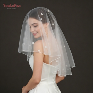 <span class=keywords><strong>Voile</strong></span> YouLaPan M35 élégant en dentelle miniature faite à la main, à une seule couche, avec bord coupé, pour mariée et soirée - Product Image 6