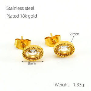 Set di Orecchini a Perno Classici Vintage con Zirconi - Gioielli Raffinati in Acciaio Inossidabile Placcato Oro 18K, Moda Coreana per Donne - Product Image 6