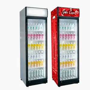 Refrigerador Vertical ajustable para bebidas, refrigerador de 220V con puerta de vidrio Vertical