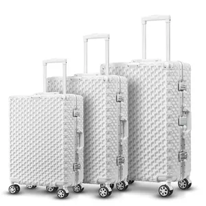 2023 Latest Aluminum&zipper Luggage Travel Bag 3 Pieces ABS+PC Trolley Case Convertible Luggage